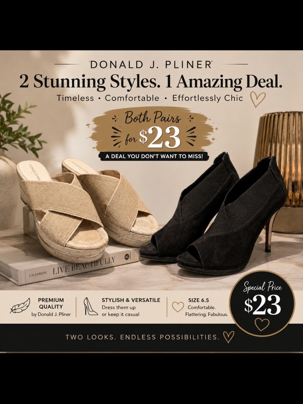 Donald J. Pliner Black Suede Peep-Toe Heels